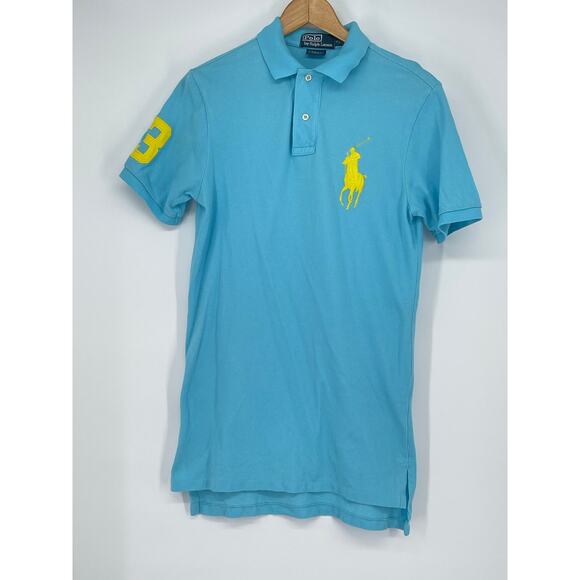 Vintage Ralph Lauren Men's Slim Fit Big Pony‎ Cotton Polo Shirt Blue Size Small - Picture 1 of 5